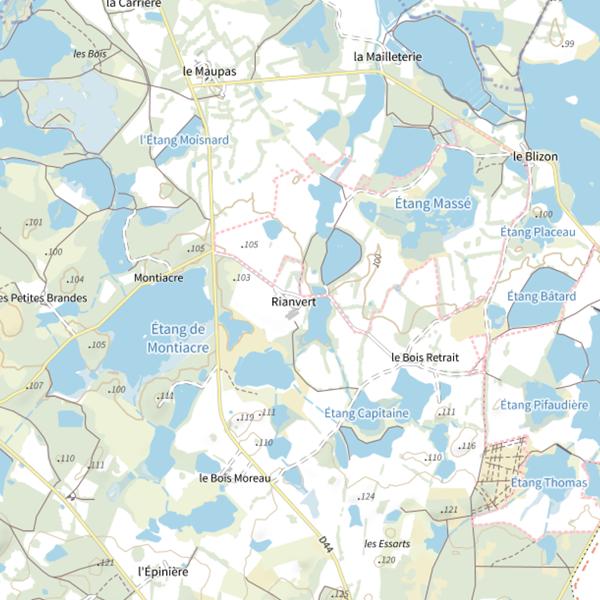 Plan cartographique de Étangs de Rianvert