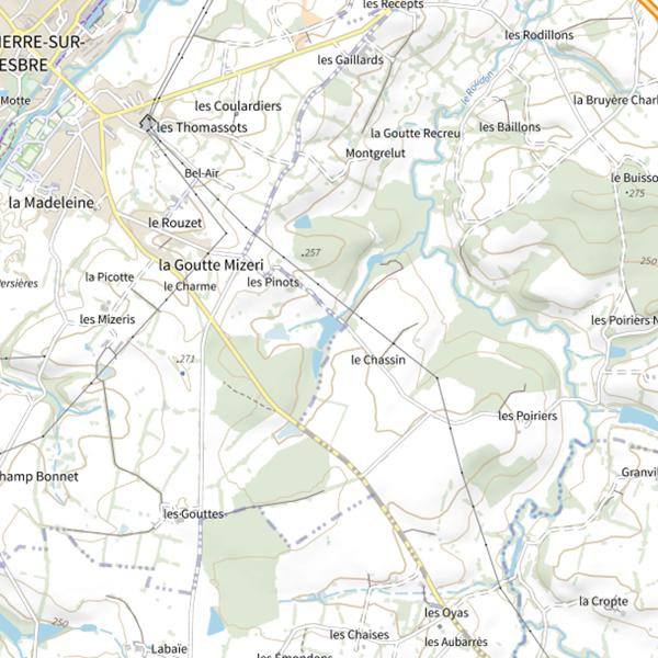 Plan cartographique de Étangs des Pinots