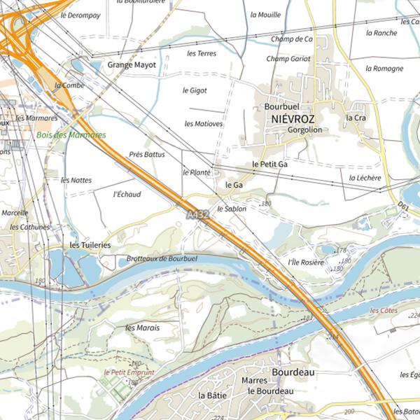 Plan cartographique de Étangs des Pyes et Brotteaux