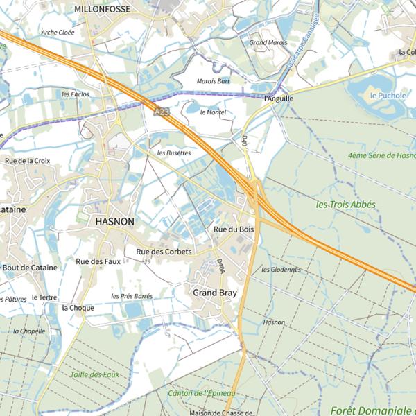 Plan cartographique de Étangs d'Hasnon
