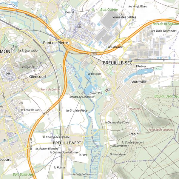 Plan cartographique de Étangs du Grand Pré