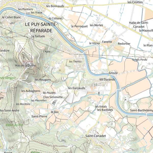 Plan cartographique de Étangs du Puy Sainte Reparade