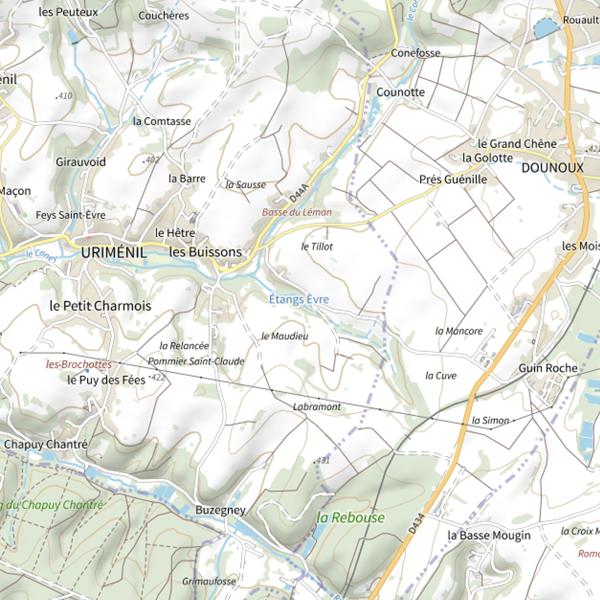 Plan cartographique de Étangs Èvre