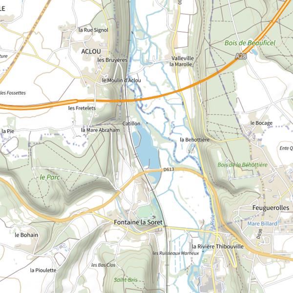 Plan cartographique de Étangs Nassandres sur Risle