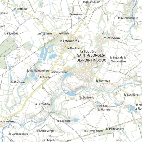 Plan cartographique de Étangs Potier à st Georges de Pointindoux: 2.2ha
