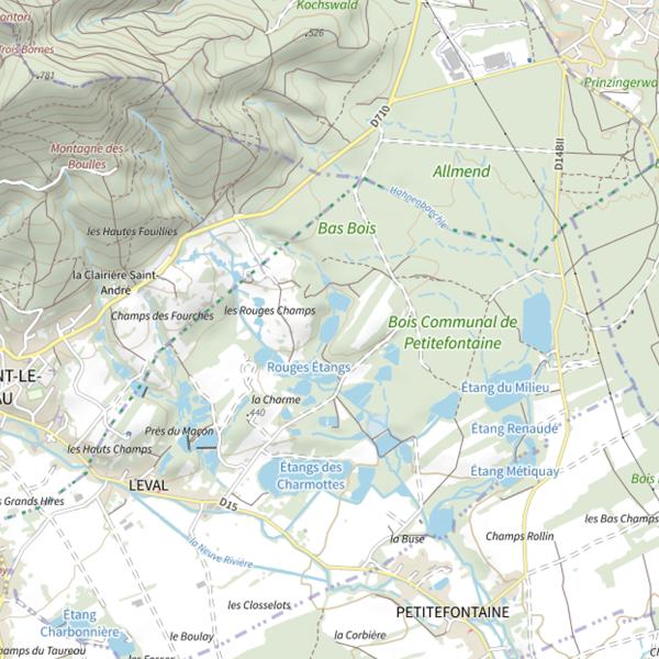 Plan cartographique de Étangs Rouges