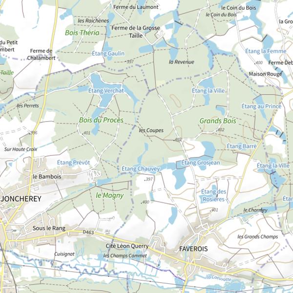 Plan cartographique de Étangs Tape-Cul