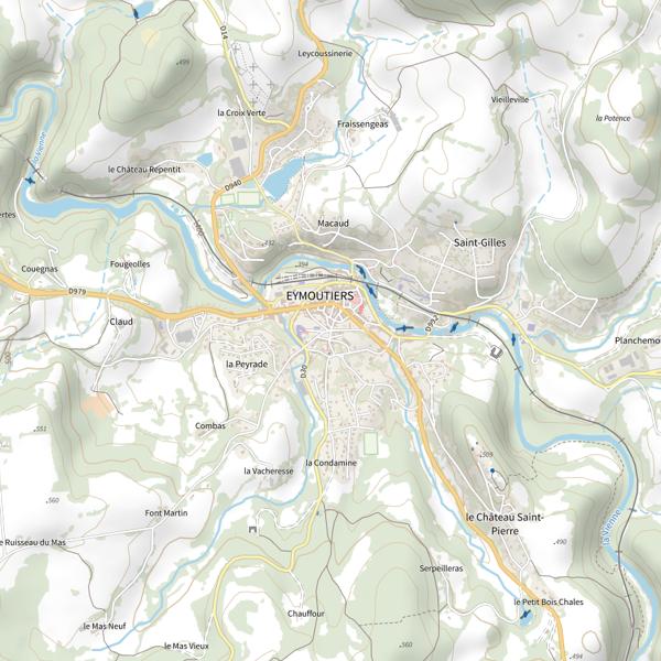Plan cartographique de Eymoutiers : Station Pêche