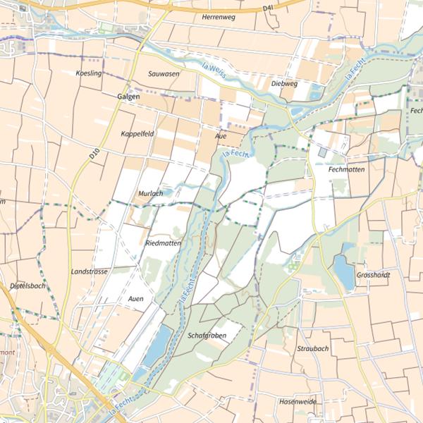 Plan cartographique de Fecht parcours aval