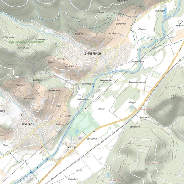 Plan cartographique de Fecht parcours Basse Vallee de la Fecht