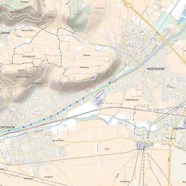 Plan cartographique de Fecht parcours Ingersheim
