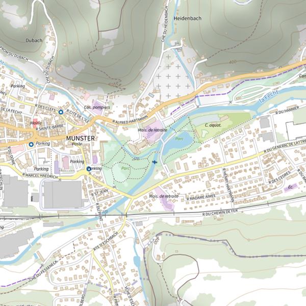 Plan cartographique de Fecht parcours Munster