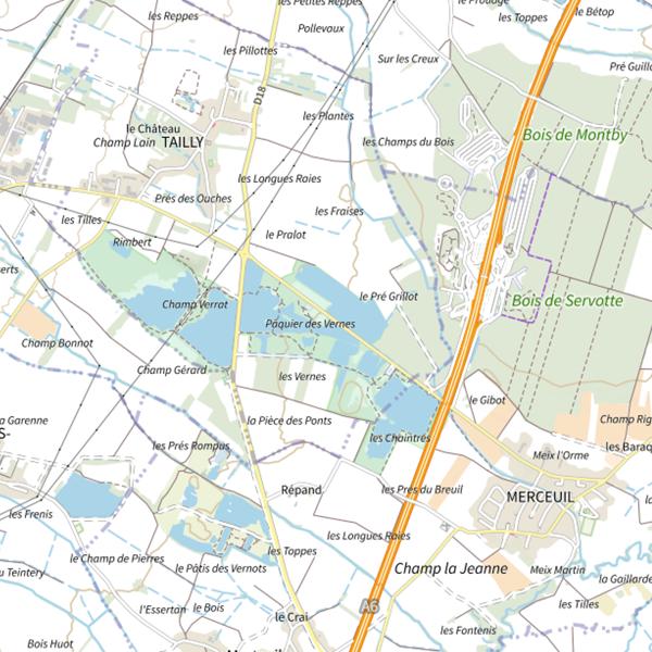 Plan cartographique de G6 - Étang Bavard