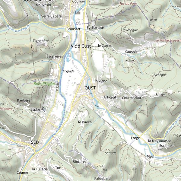 Plan cartographique de Garbet à Oust