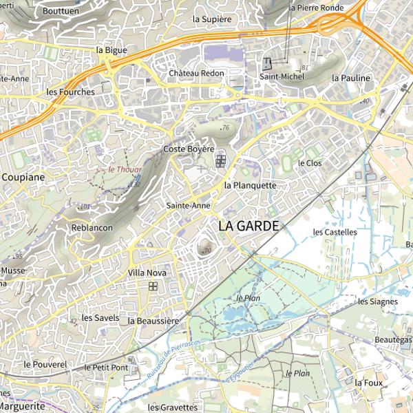 Plan cartographique de Garde Plan d'Eau du Jardin Veyret