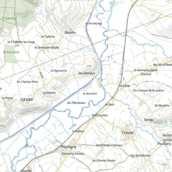 Plan cartographique de Gare du Moulin d'Isenay