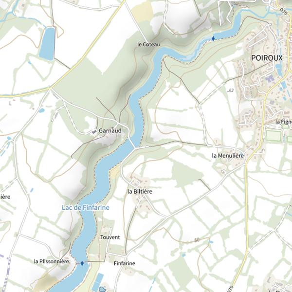 Plan cartographique de Garnaud Lac de Finfarine, Poiroux