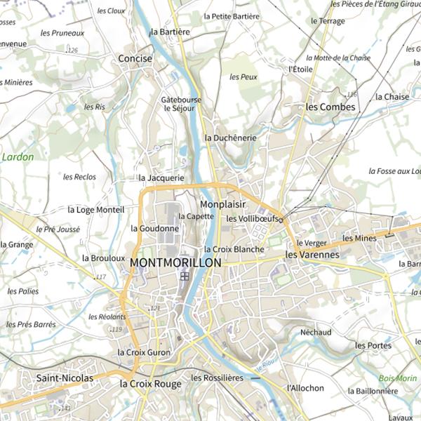 Plan cartographique de Gartempe (Montmorillon)