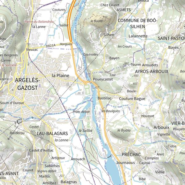 Plan cartographique de Gave de Pau