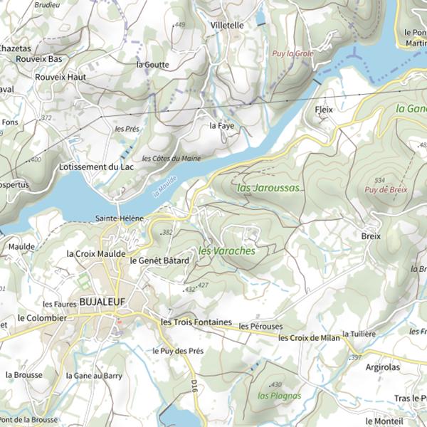 Plan cartographique de Gîtes communaux de Bujaleuf