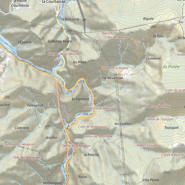 Plan cartographique de Gorges de la Mescla