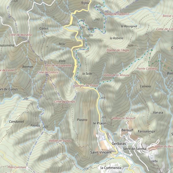 Plan cartographique de Gorges du Piaon