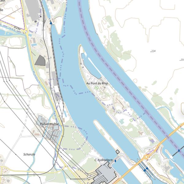 Plan cartographique de Grand Canal d'Alsace Pêche de nuit
