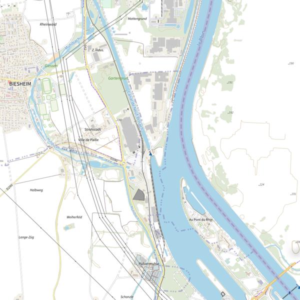 Plan cartographique de Grand canal d'Alsace