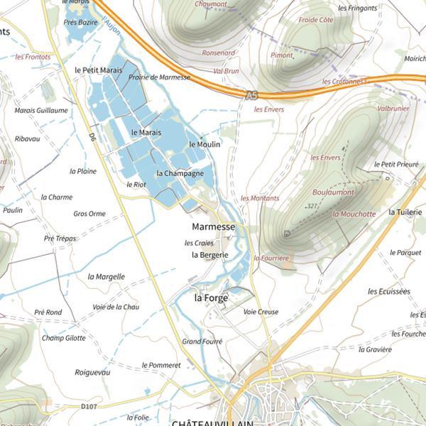 Plan cartographique de Grand Étang d'Anneville (Châteauvillain)