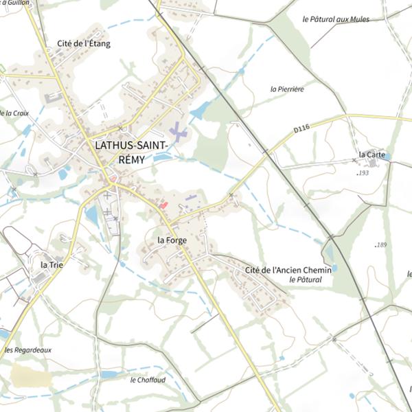 Plan cartographique de Grand étang d'Azat Le Ris (Lathus-Saint-Rémy)