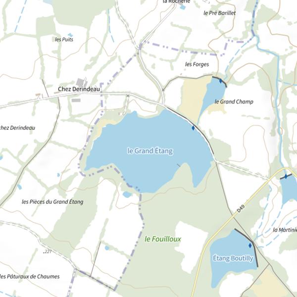 Plan cartographique de Grand Étang d'Azat le Ris