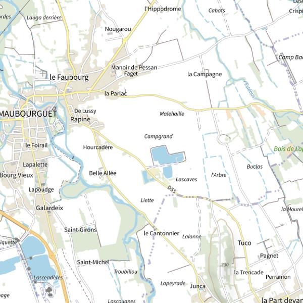 Plan cartographique de Grand lac de Maubourguet