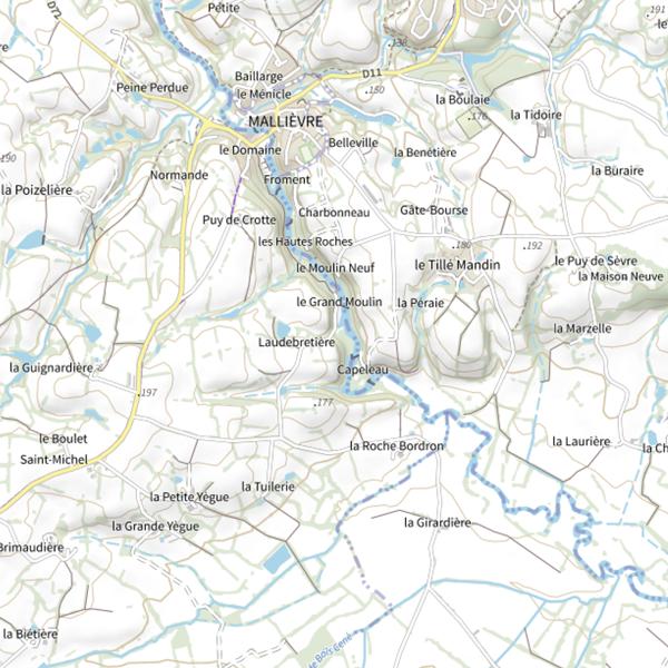 Plan cartographique de Grand Moulin, la Sèvre Nantaise, Les Epesses