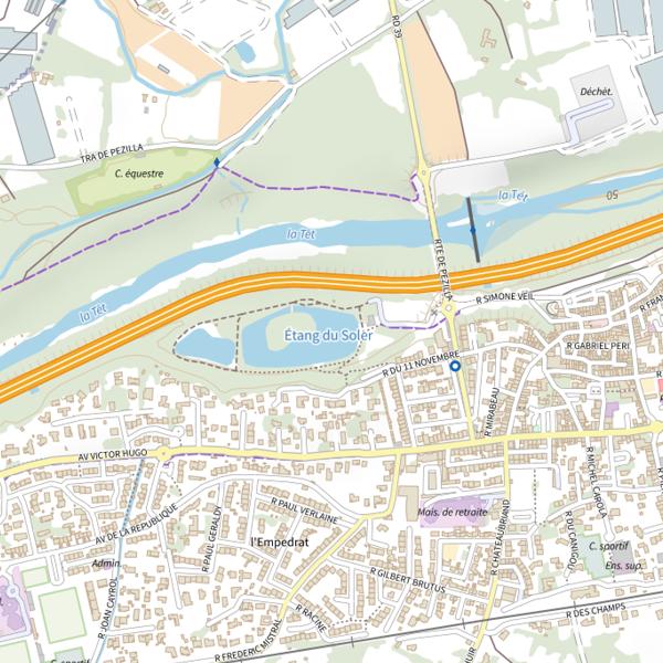 Plan cartographique de Grand plan d'eau du Soler - Parcours Mouche et Leurre