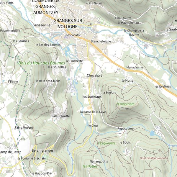 Plan cartographique de Granges-aumonzey