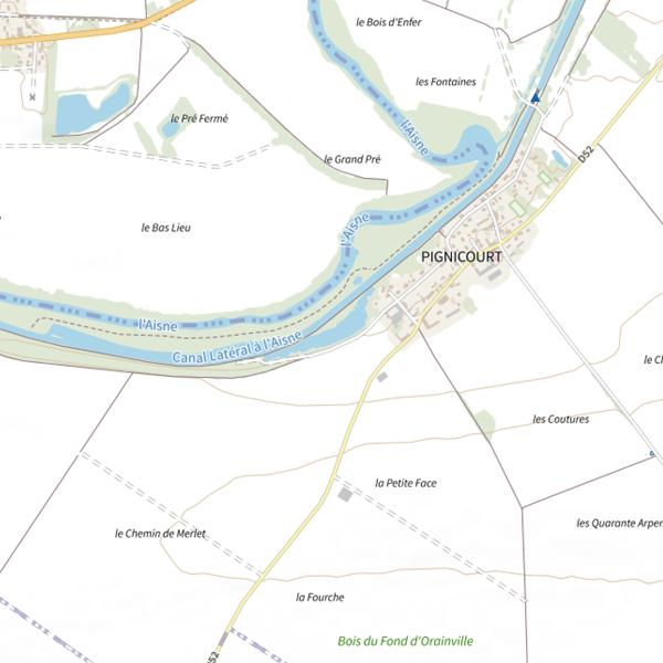 Plan cartographique de Gravière 1 de la Commune de Pignicourt