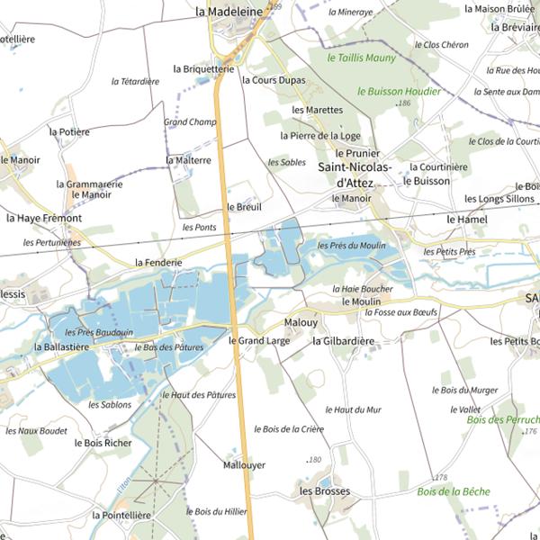 Plan cartographique de Gravière 1 des Prés du Moulin