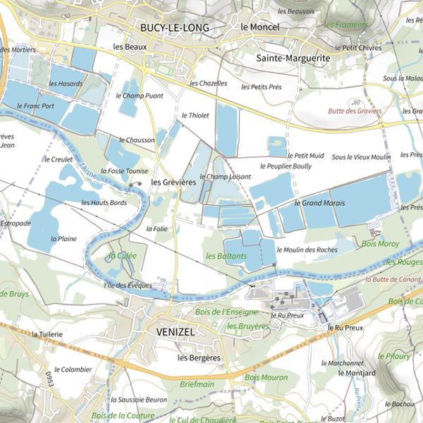Plan cartographique de Gravière 2 des Grèvières