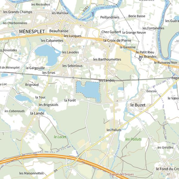 Plan cartographique de Gravière de Ménesplet