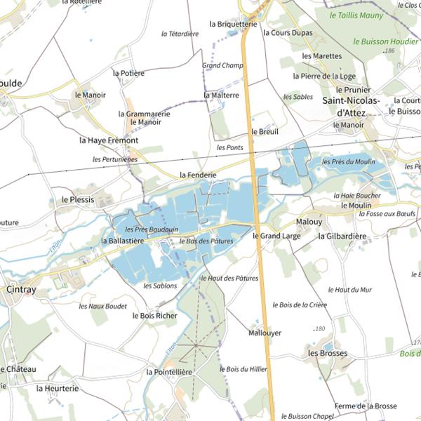 Plan cartographique de Gravière des Prés Baudouin
