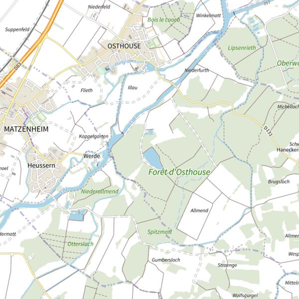 Plan cartographique de Gravière Osthouse