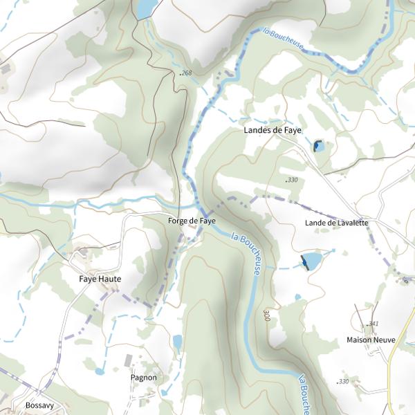 Plan cartographique de Haute-Vienne : Territoire de Pêche