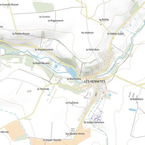 Plan cartographique de Hermites Plan d'Eau les Hermites