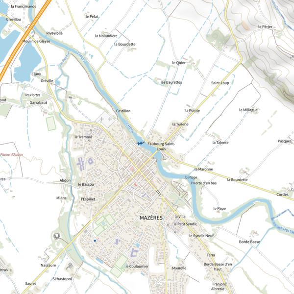 Plan cartographique de Hers Vif (Ariège)