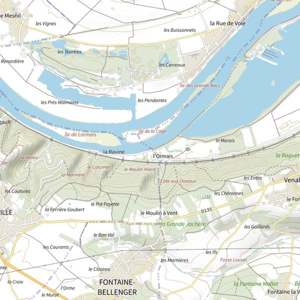 Plan cartographique de Heudebouville - Route de Lormais