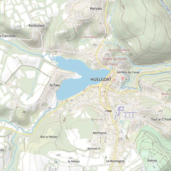 Plan cartographique de Huelgoat