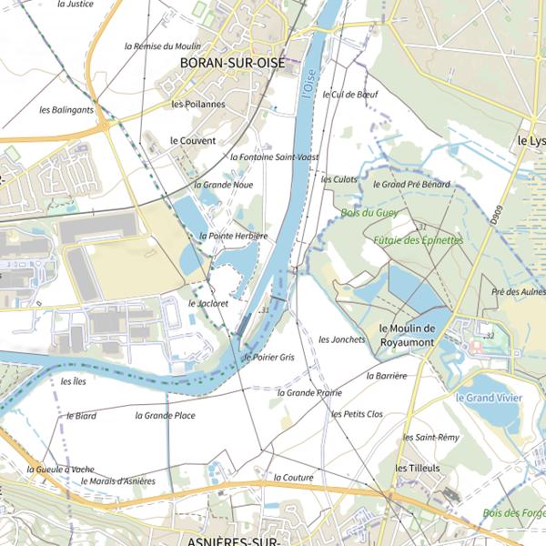 Plan cartographique de Ile de l'écluse de Boran sur Oise