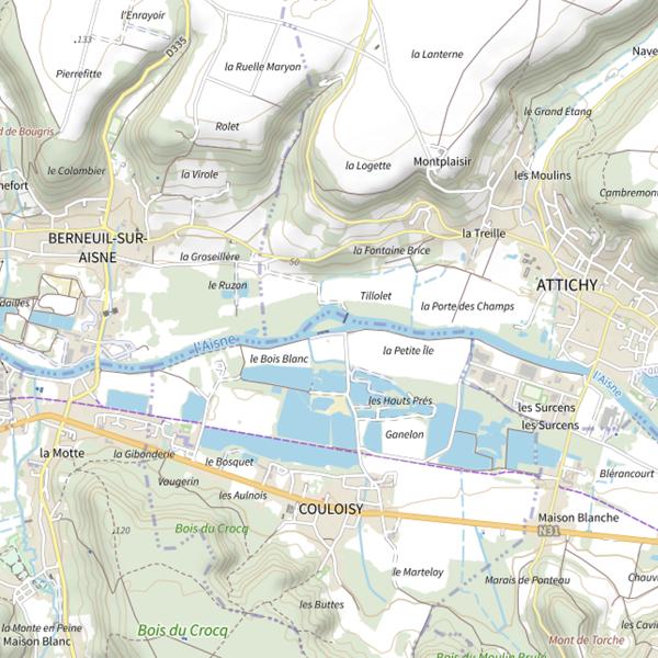 Plan cartographique de Ile de l'écluse de Couloisy