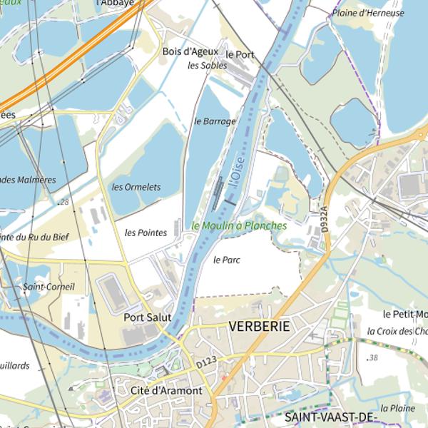 Plan cartographique de Ile de l'écluse de Verberie