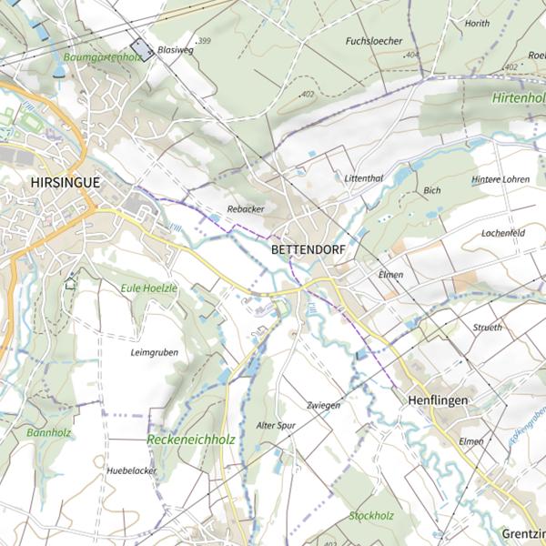 Plan cartographique de Ill parcours Hirsingue